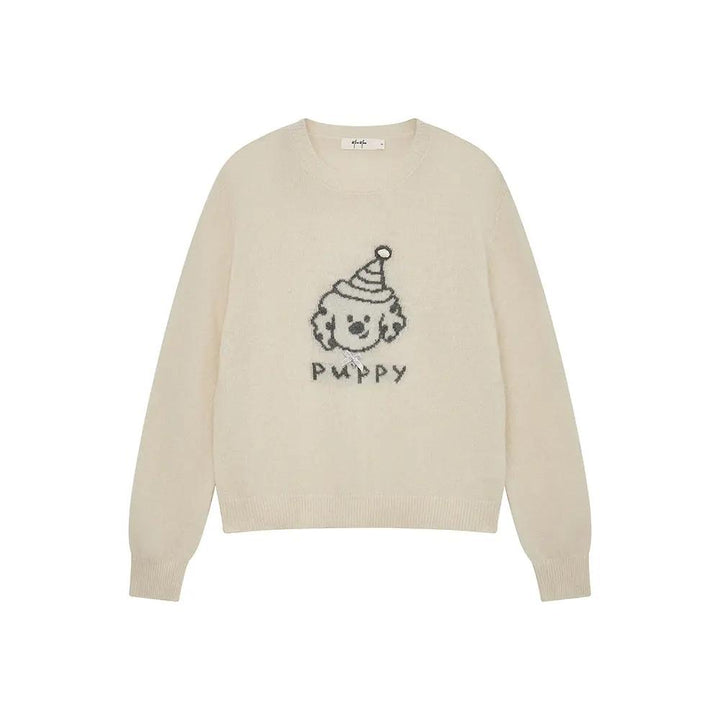 An image of a  Creme / One-Size 41339 Wool Blend Puppy Sweater by  Mirra Masa