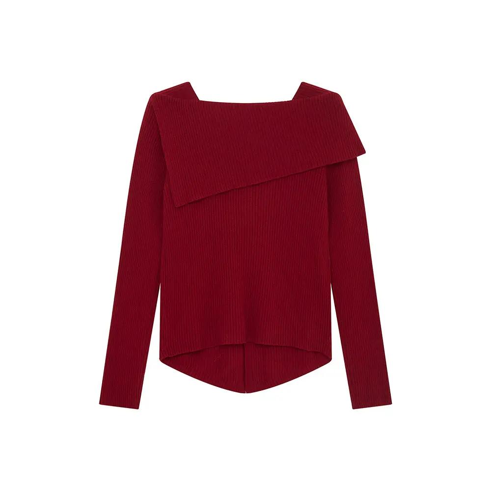 An image of a   41621 Soft Line Ribbed Wool Top by  Mirra Masa