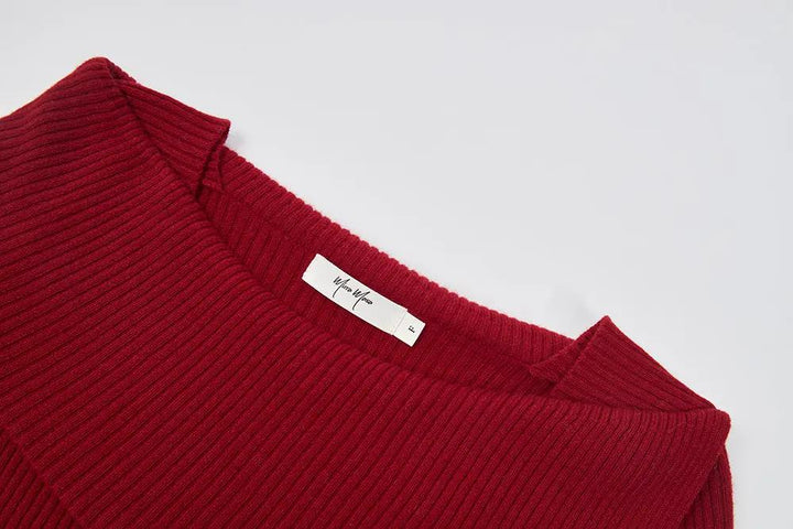 An image of a   41621 Soft Line Ribbed Wool Top by  Mirra Masa