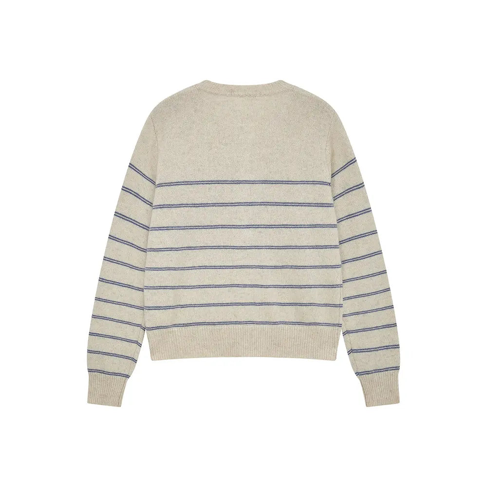 An image of a   41622 Striped Crewneck Cardigan by  Mirra Masa