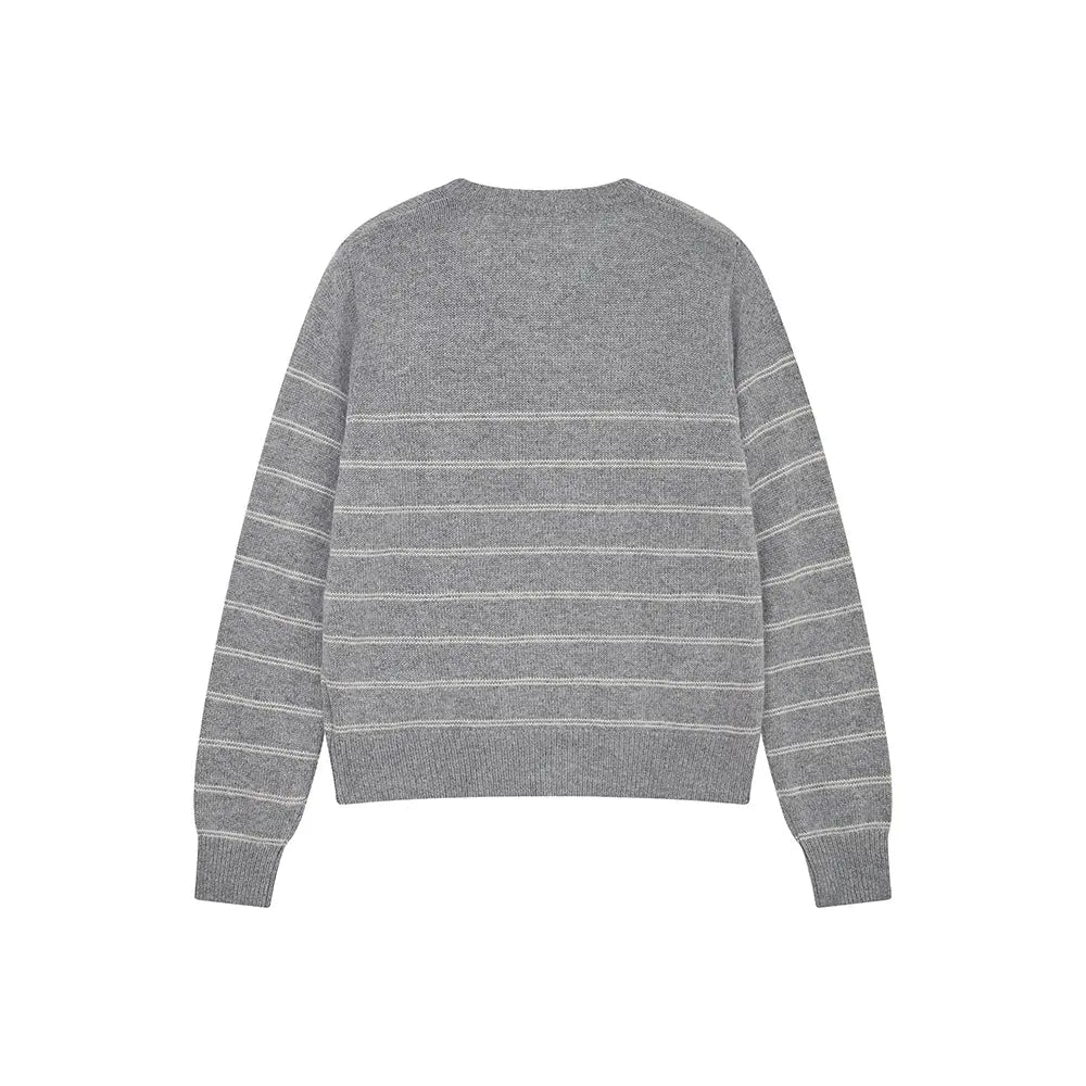 An image of a   41622 Striped Crewneck Cardigan by  Mirra Masa
