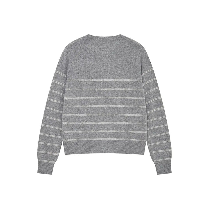 An image of a   41622 Striped Crewneck Cardigan by  Mirra Masa