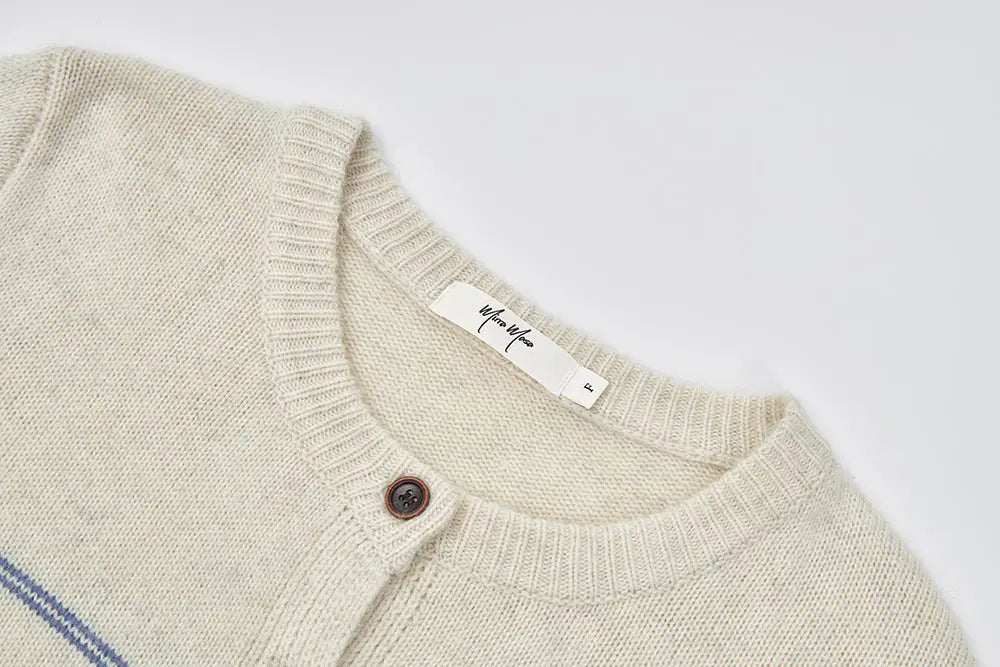 An image of a   41622 Striped Crewneck Cardigan by  Mirra Masa