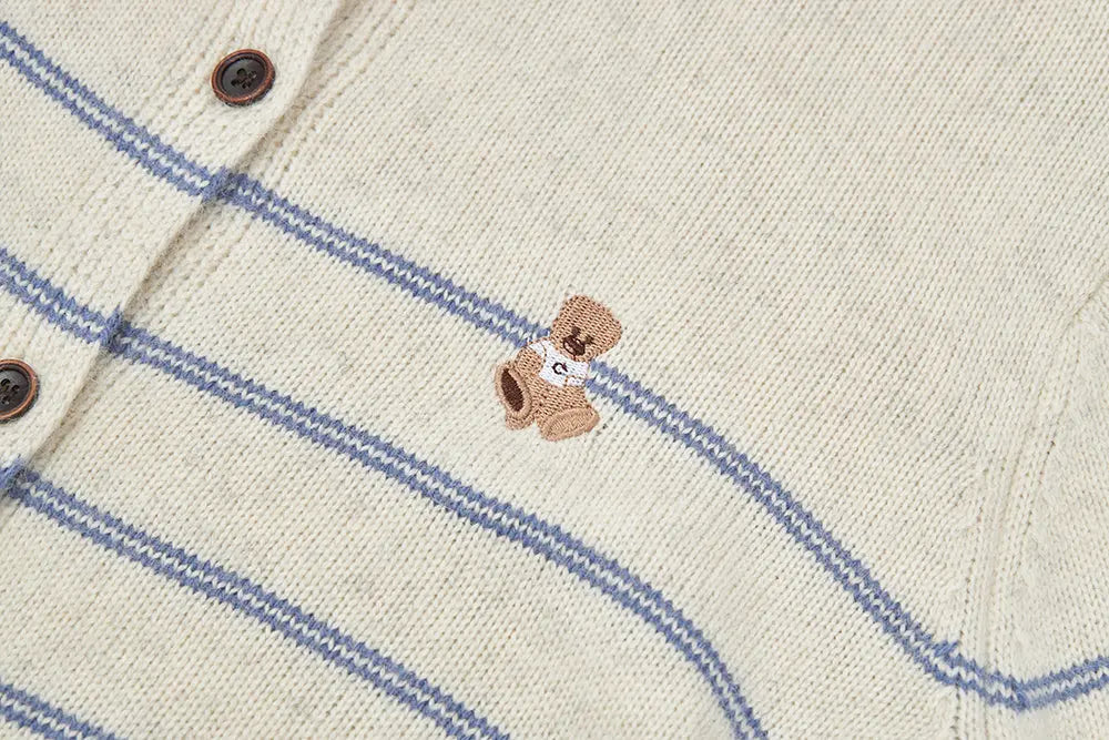 An image of a   41622 Striped Crewneck Cardigan by  Mirra Masa