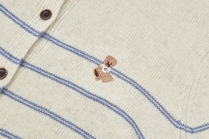 An image of a   41622 Striped Crewneck Cardigan by  Mirra Masa