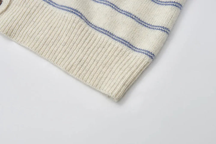 An image of a   41622 Striped Crewneck Cardigan by  Mirra Masa