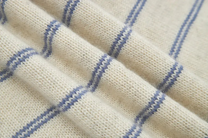 An image of a   41622 Striped Crewneck Cardigan by  Mirra Masa