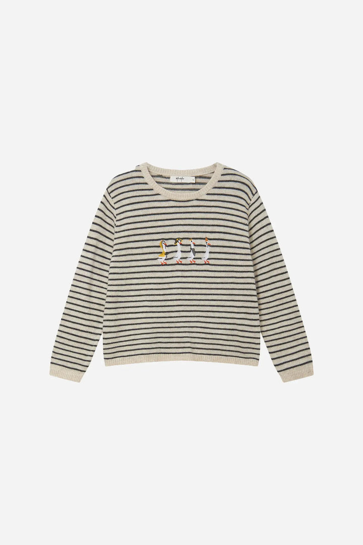 An image of a   41662 Striped Crewneck Sweater by  Mirra Masa