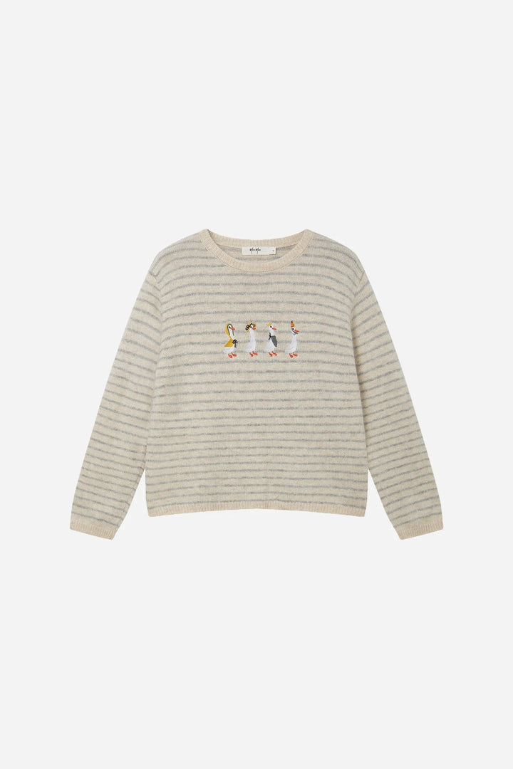 An image of a   41662 Striped Crewneck Sweater by  Mirra Masa