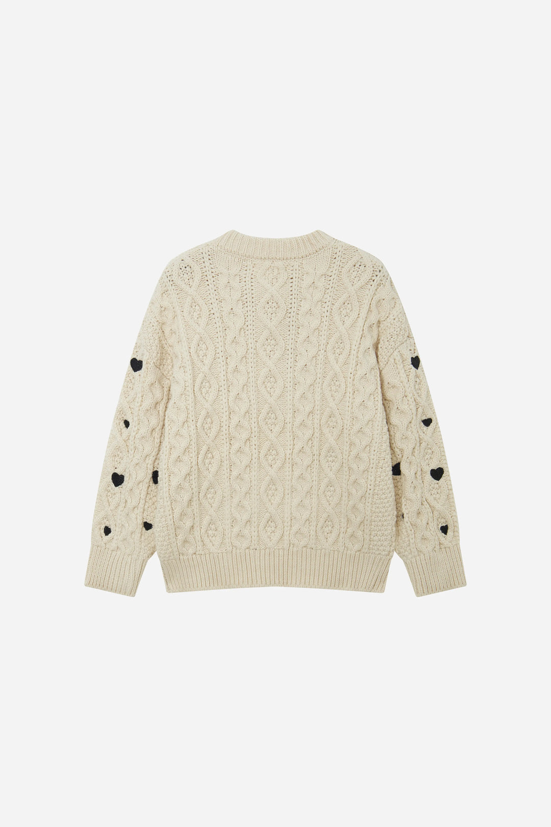 An image of a   41686 Hearty Trim Cable Knit Sweater by  Mirra Masa