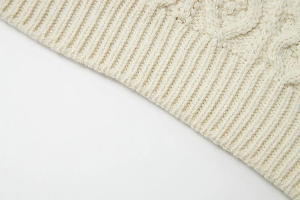 An image of a   41686 Hearty Trim Cable Knit Sweater by  Mirra Masa