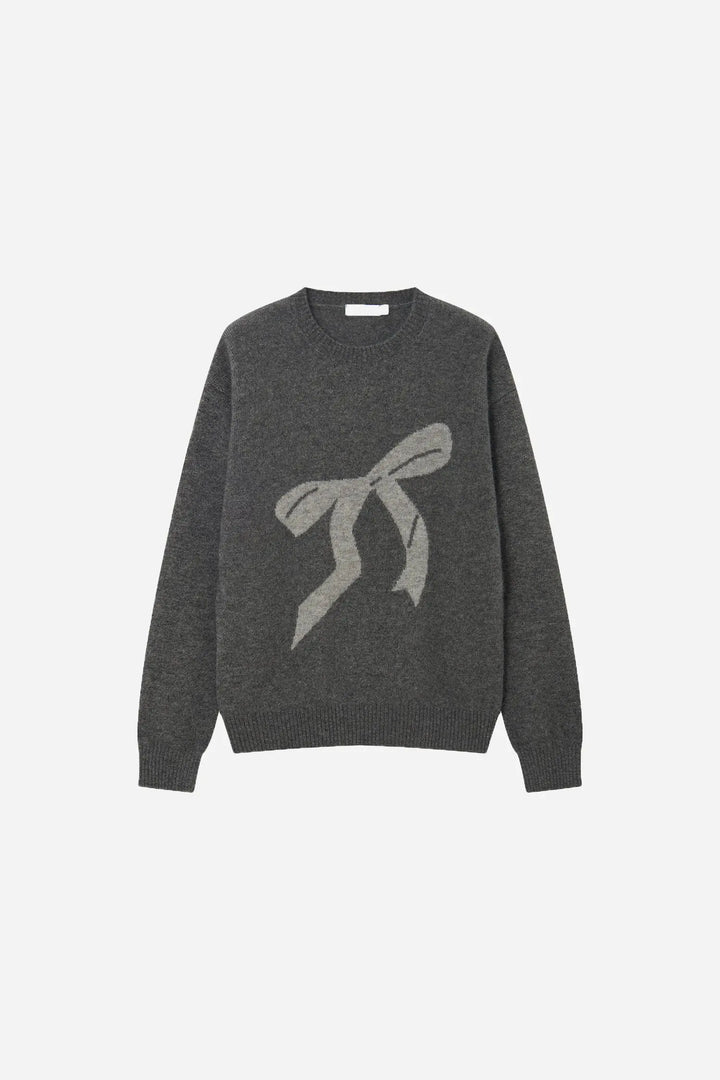 An image of a   41836 Crewneck Wool Sweater with Bow by  Mirra Masa