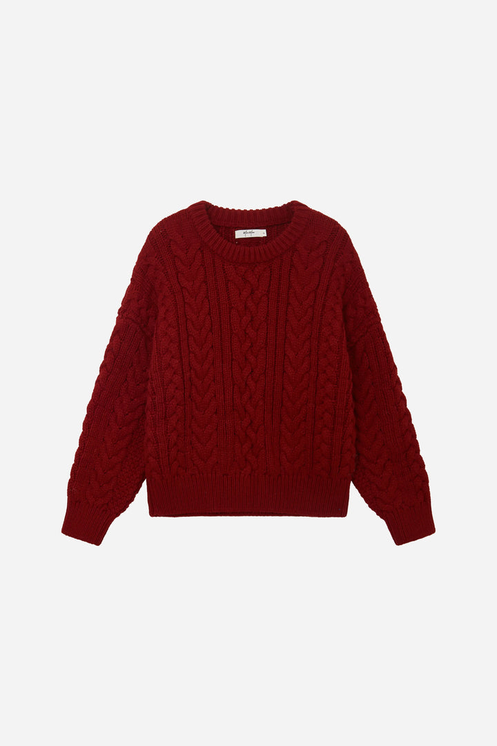 An image of a   41948 Loose Fit Cable Knit Sweater by  Mirra Masa