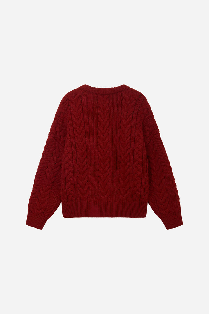 An image of a   41948 Loose Fit Cable Knit Sweater by  Mirra Masa