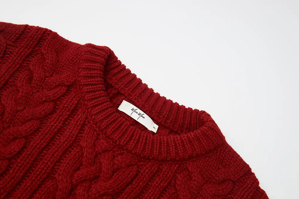 An image of a   41948 Loose Fit Cable Knit Sweater by  Mirra Masa