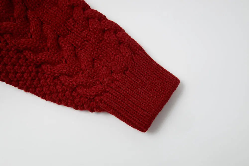 An image of a   41948 Loose Fit Cable Knit Sweater by  Mirra Masa