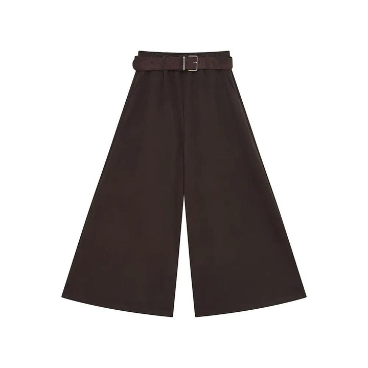 An image of a  Dark Khaki / Large 42670 Flared Dress Pants with Belts by  Mirra Masa