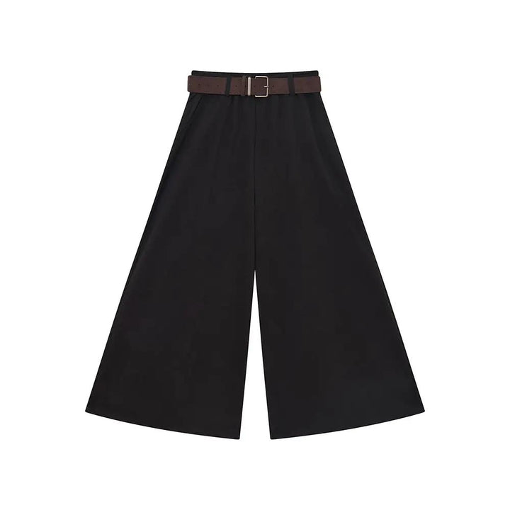 An image of a  Black / Large 42670 Flared Dress Pants with Belts by  Mirra Masa