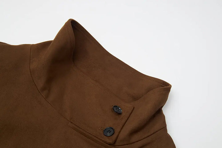 An image of a   44468 Suede Short Trench Coat by  Mirra Masa