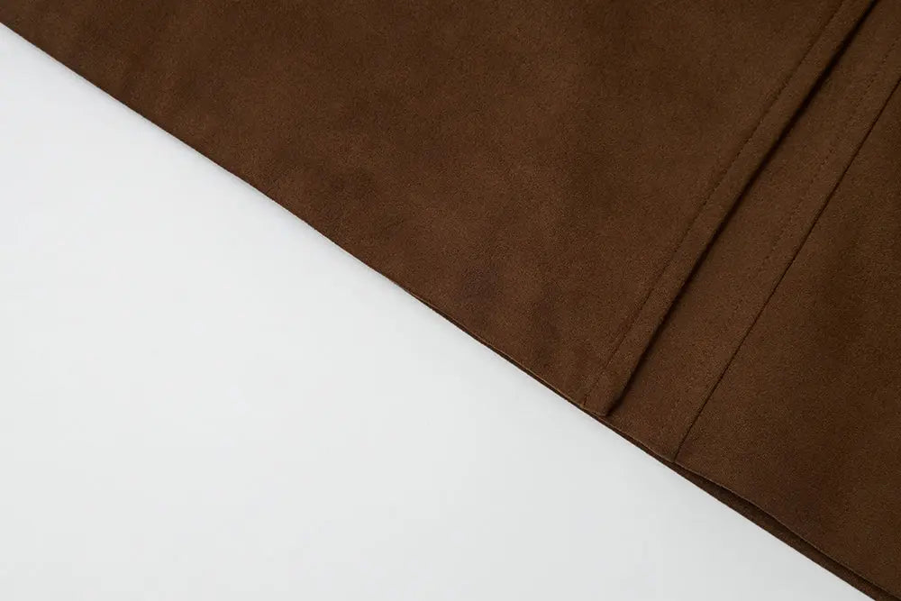 An image of a   44468 Suede Short Trench Coat by  Mirra Masa