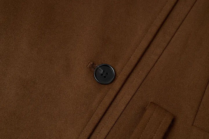 An image of a   44468 Suede Short Trench Coat by  Mirra Masa