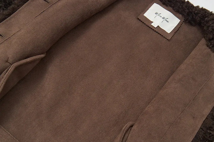 An image of a   44584 Women's Cropped Sherpa Jacket by  Mirra Masa