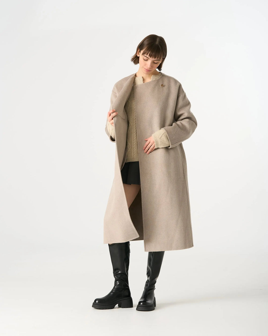 An image of a   44654 Wool Coat with Double Lapel by  Mirra Masa