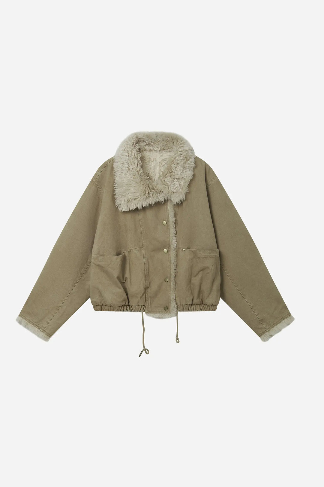 An image of a   44980 Shearling Button Down Jacket by  Mirra Masa