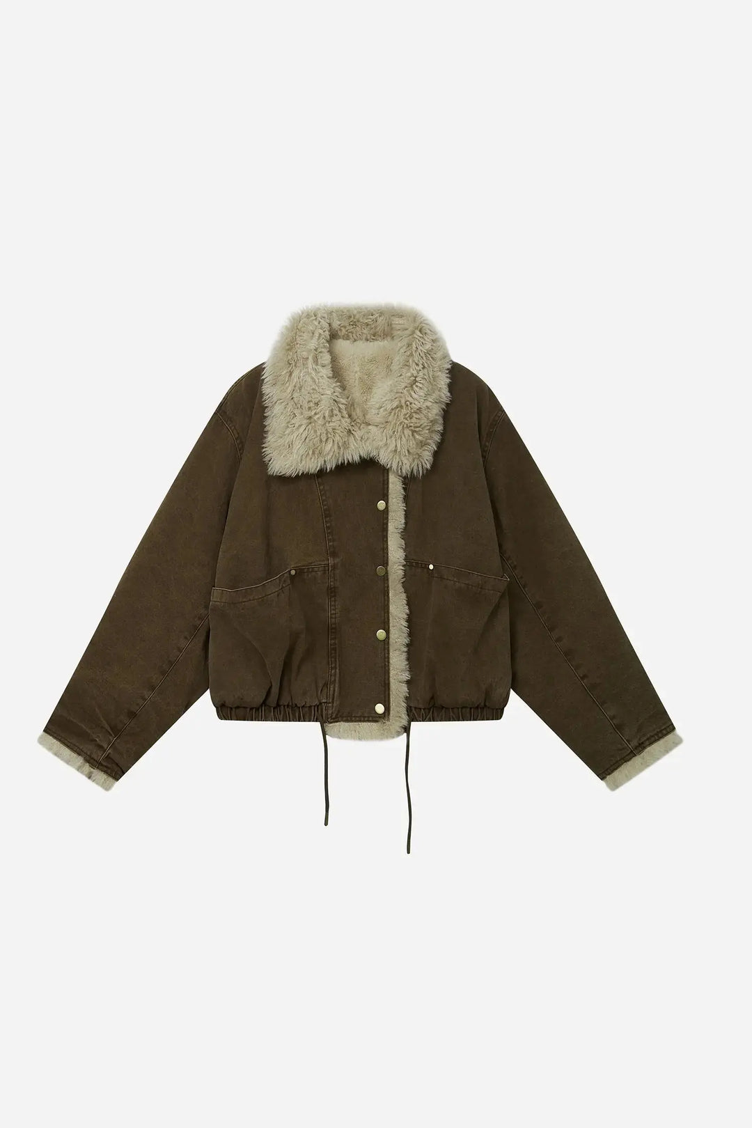 An image of a   44980 Shearling Button Down Jacket by  Mirra Masa