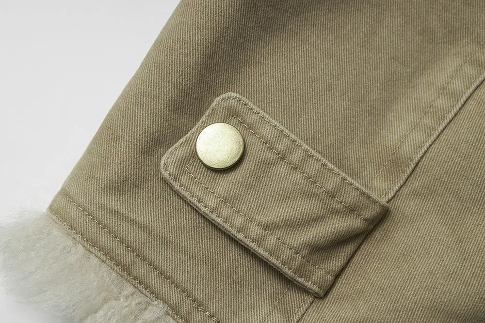 An image of a   44980 Shearling Button Down Jacket by  Mirra Masa