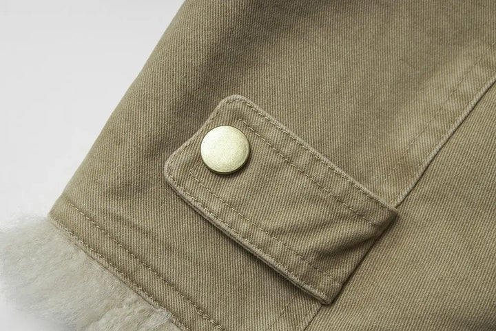An image of a   44980 Shearling Button Down Jacket by  Mirra Masa