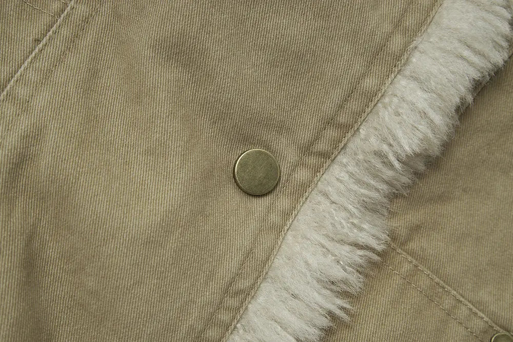 An image of a   44980 Shearling Button Down Jacket by  Mirra Masa