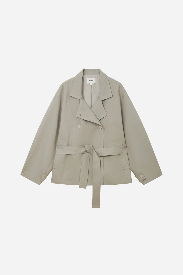 S44879 Double Breasted High Neck Jacket