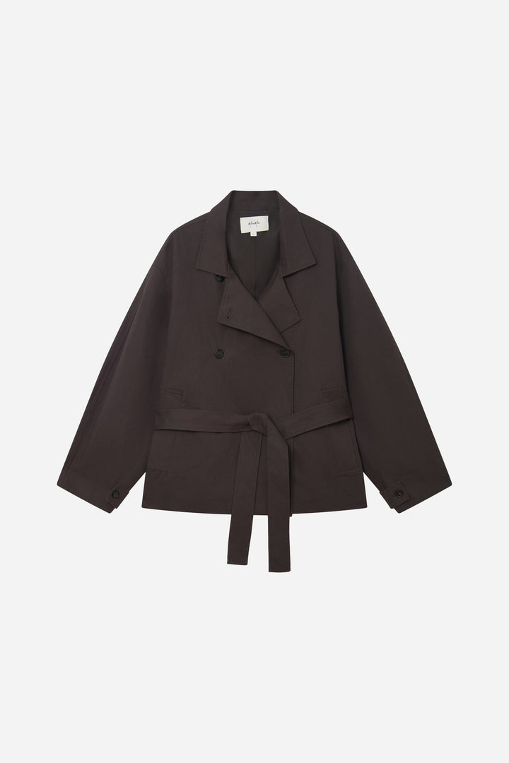 S44879 Double Breasted High Neck Jacket