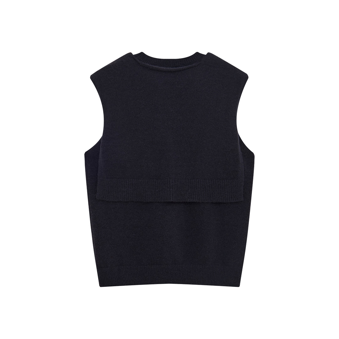 31167 Knit Vest with Shoulder Sweater