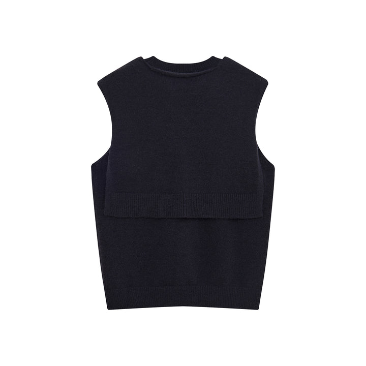 31167 Knit Vest with Shoulder Sweater
