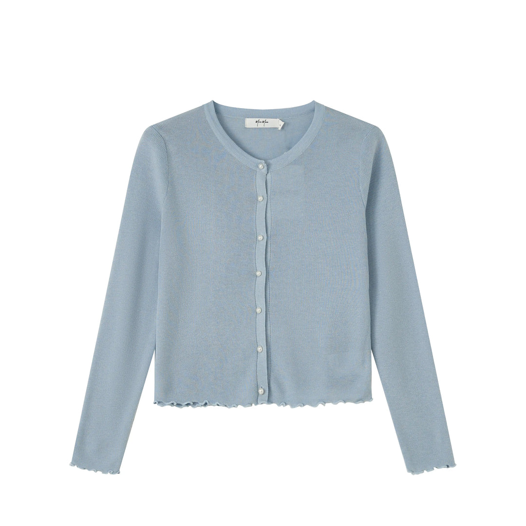An image of a  Navy-Blue-One-size 6115C Everyday Knitwear Cardigan by  Mirra Masa