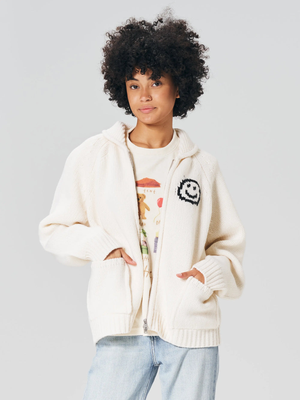 An image of a   6374Q Smiley Face Essential Cardigan by  Mirra Masa