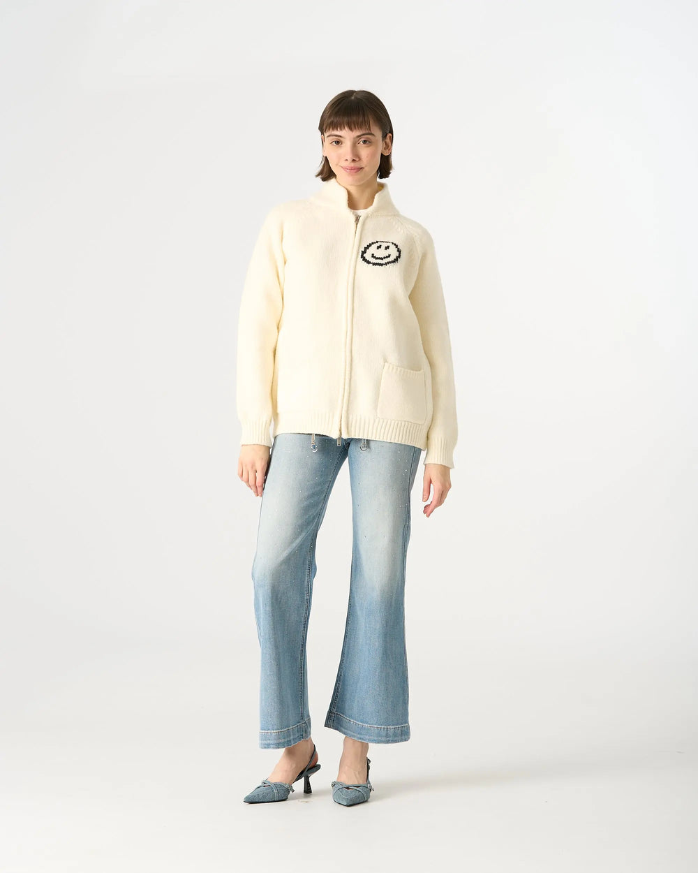 An image of a   6374Q Smiley Face Essential Cardigan by  Mirra Masa