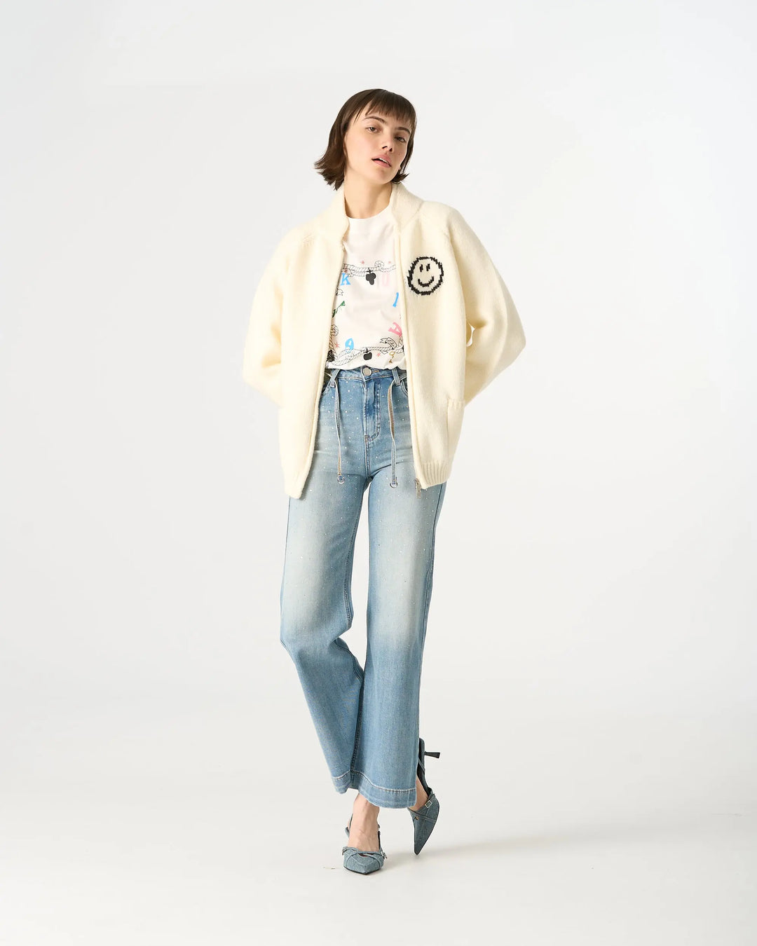 An image of a   6374Q Smiley Face Essential Cardigan by  Mirra Masa