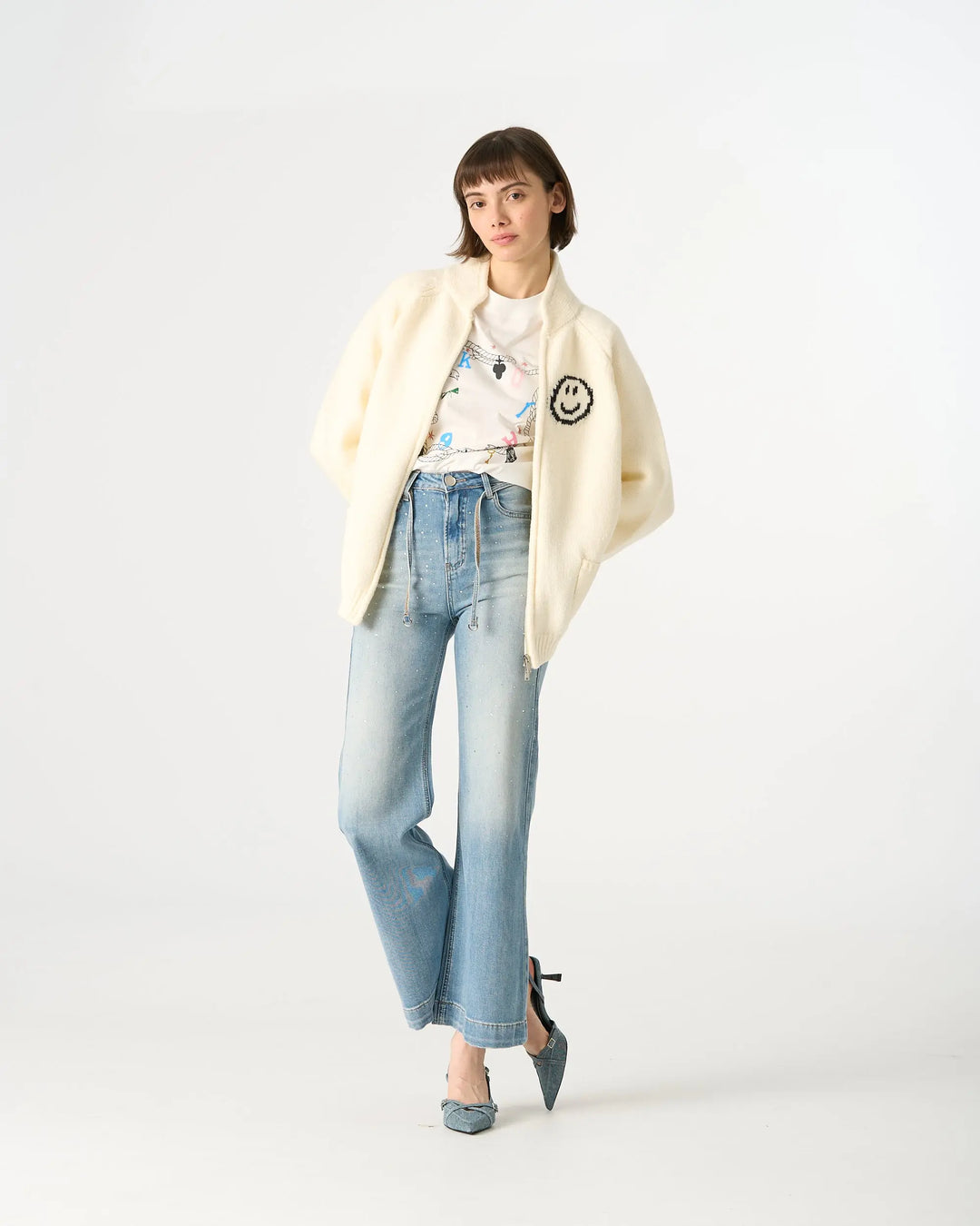An image of a   6374Q Smiley Face Essential Cardigan by  Mirra Masa