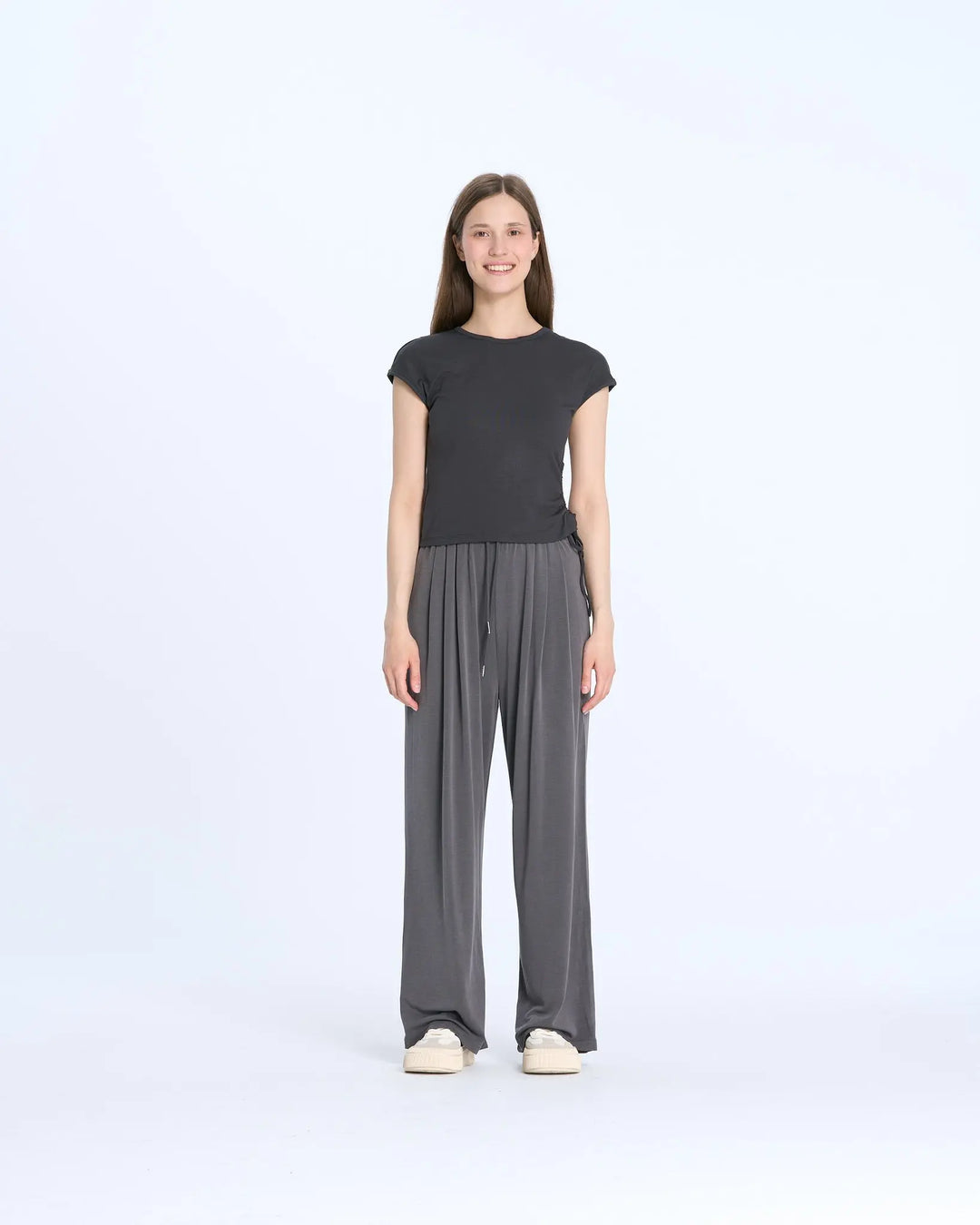 An image of a  Grey / Medium 6649 Wide Leg Pants by  Mirra Masa