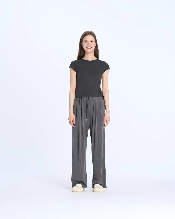 An image of a  Grey / Medium 6649 Wide Leg Pants by  Mirra Masa