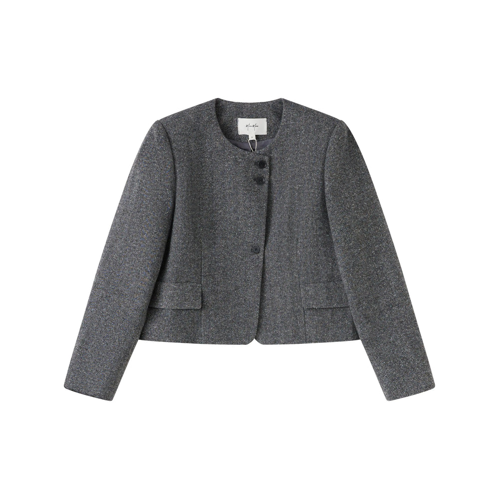 An image of a  grey-onesize 6794D Roundneck Minimalist Jacket by  Mirra Masa