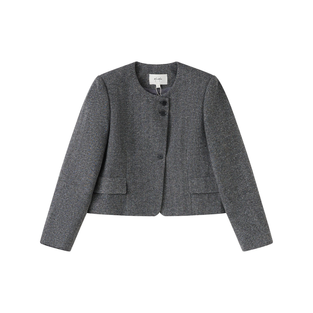 An image of a  grey-onesize 6794D Roundneck Minimalist Jacket by  Mirra Masa