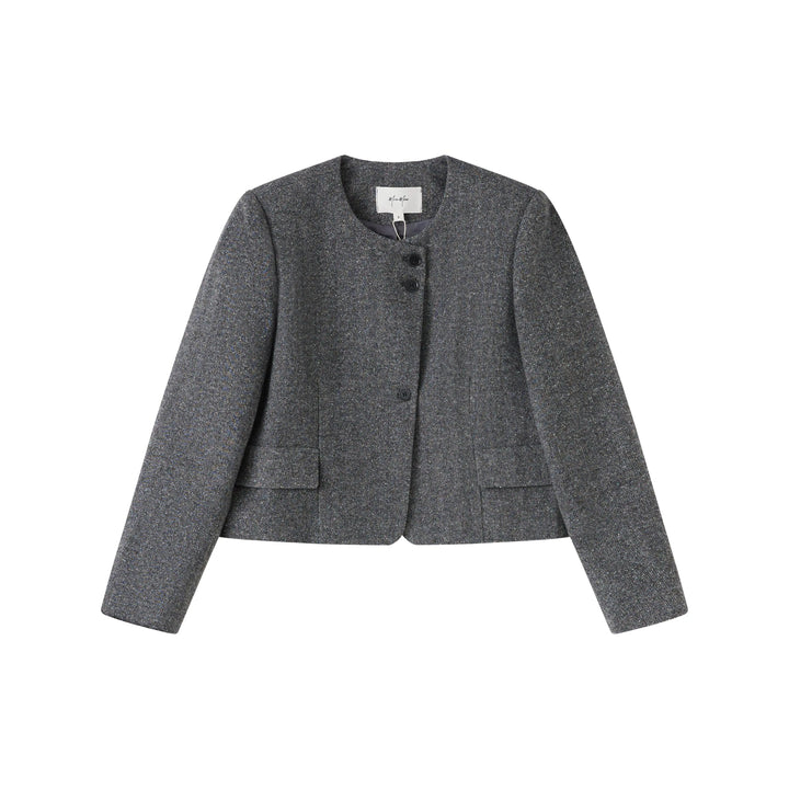 An image of a  grey-onesize 6794D Roundneck Minimalist Jacket by  Mirra Masa