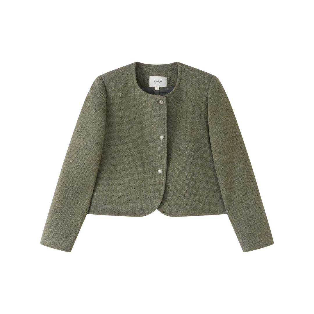 An image of a  Green-onesize 7184D Roundneck Jacket by  Mirra Masa