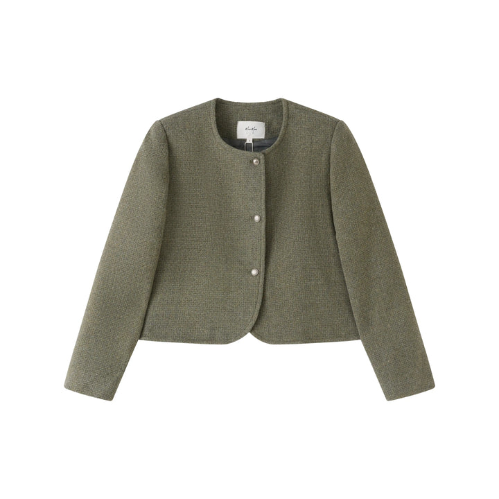 An image of a  Green-onesize 7184D Roundneck Jacket by  Mirra Masa