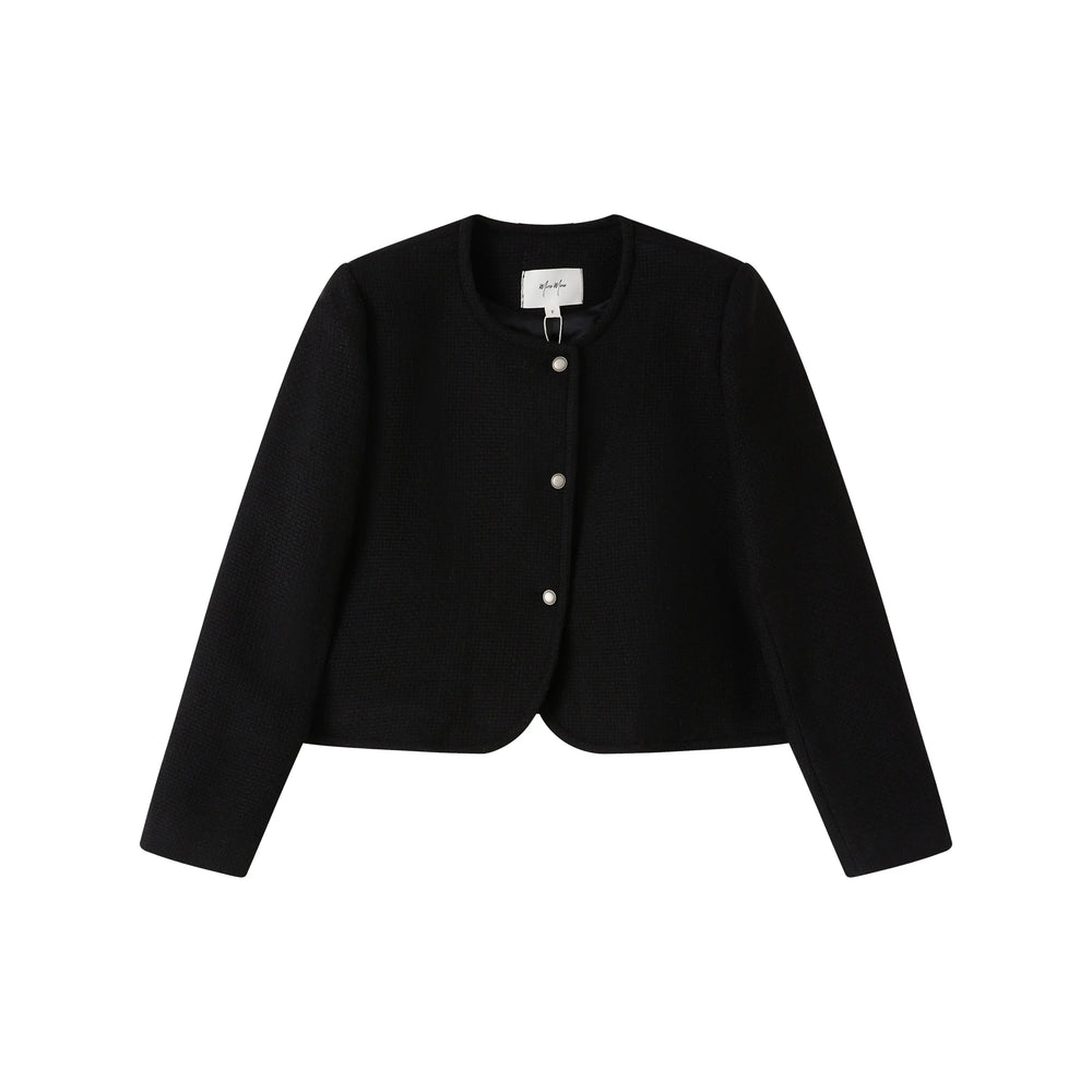 An image of a  Black-onesize 7184D Roundneck Jacket by  Mirra Masa