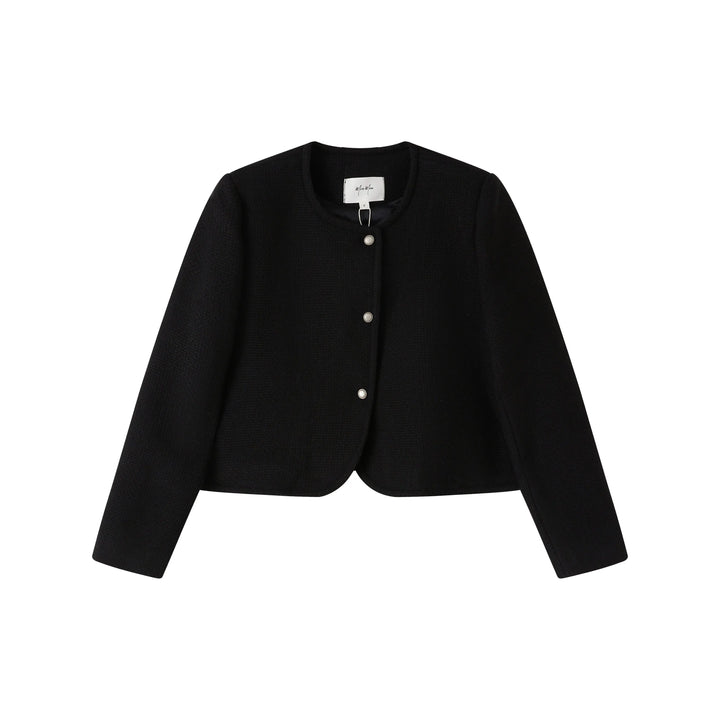 An image of a  Black-onesize 7184D Roundneck Jacket by  Mirra Masa